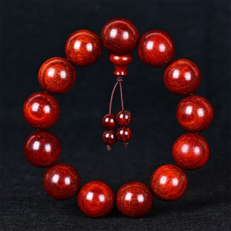 Buddha Stones Tibetan Small Leaf Red Sandalwood Balance Bracelet