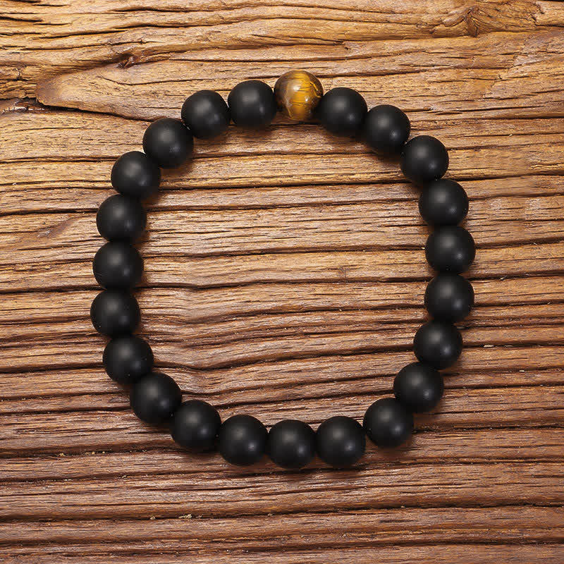 108 Mala Beads Frosted Stone Tiger Eye Balance Bracelet Necklace Pendant