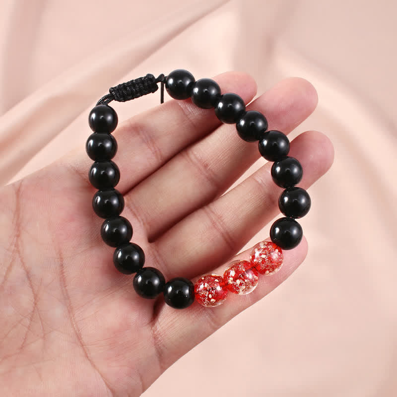 Buddha Stones Black Obsidian Luminous Glowstone Strength Bracelet