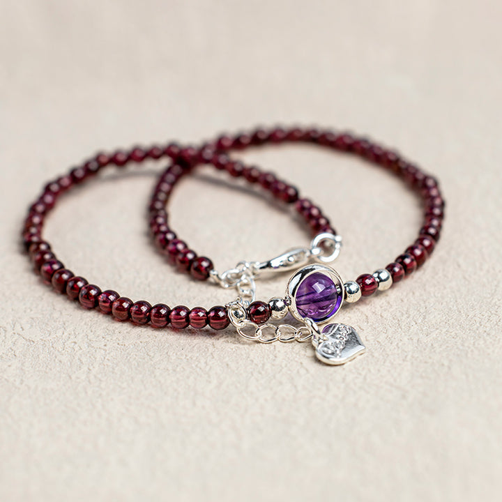 Buddha Stones Garnet Amethyst Purification Calm Anklet