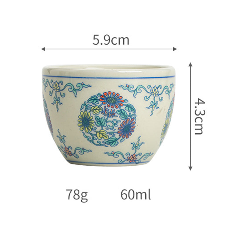 Buddha Stones Koi Fish Arowana Peony Sunflower Ceramic Teacup Kung Fu Tea Cup 60ml