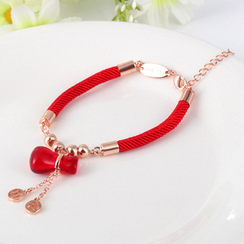 Buddha Stones Wealth Attractor Red Agate Red Rope Bracelet