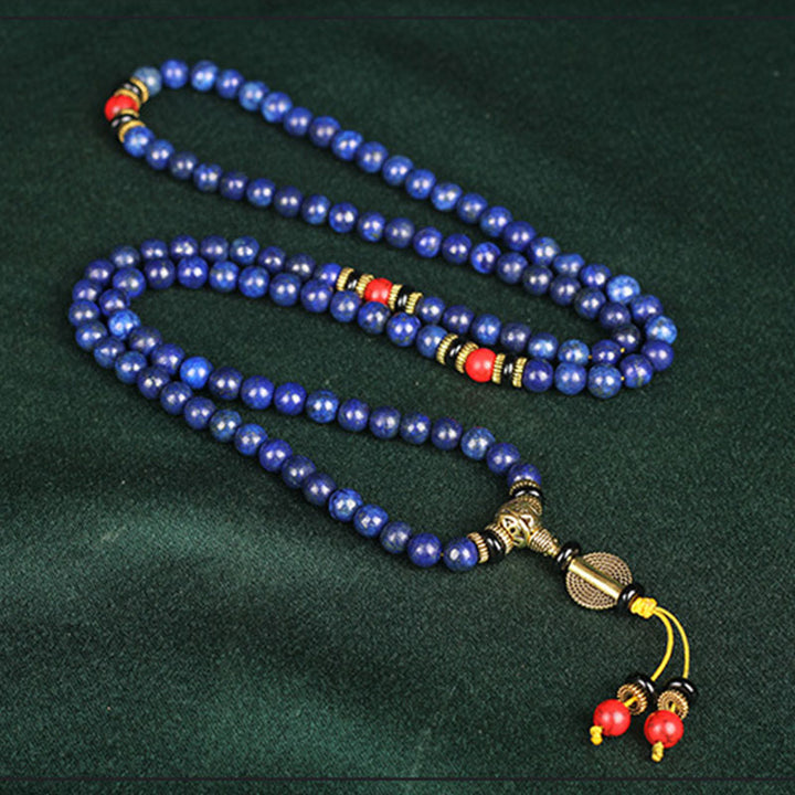 Buddha Stones Tibetan Mala Lapis Lazuli Positive Bracelet