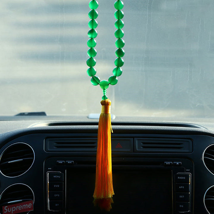 Natural Green Agate Wrist Mala Power Tassels Pocket Mala Car Decoration