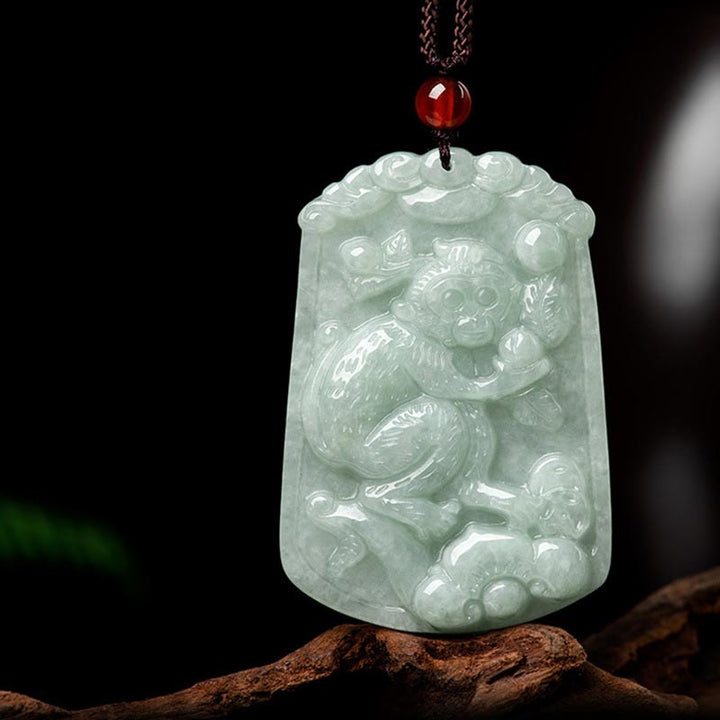 Buddha Stones Natural Jade 12 Chinese Zodiac Abundance Amulet Pendant Necklace