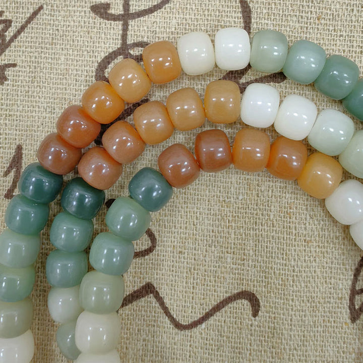 Buddha Stones 108 Mala Beads Gradient Bodhi Seed Green Tara Buddha Engraved Peace Harmony Bracelet