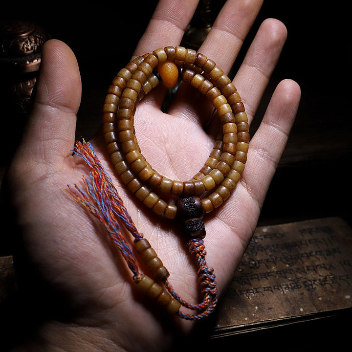 Tibet 108 Mala Beads Yak Bone Amber Balance Bracelet