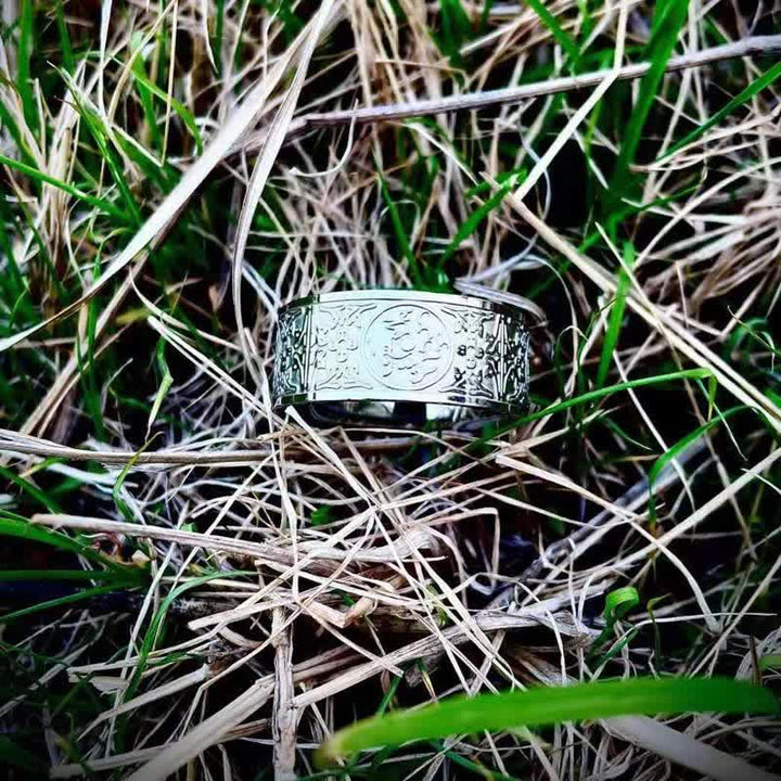 Buddha Stones Four Guardian Beast Dragon White Tiger Suzaku Basalt Carved Success Luck Ring