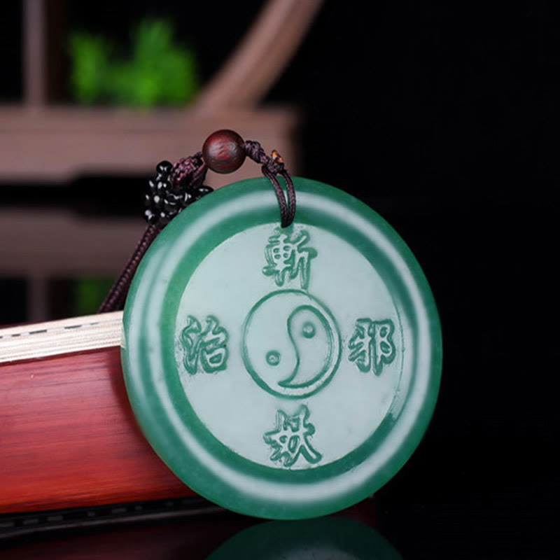 Buddha Stones Green Aventurine Yin Yang Balance Necklace Pendant