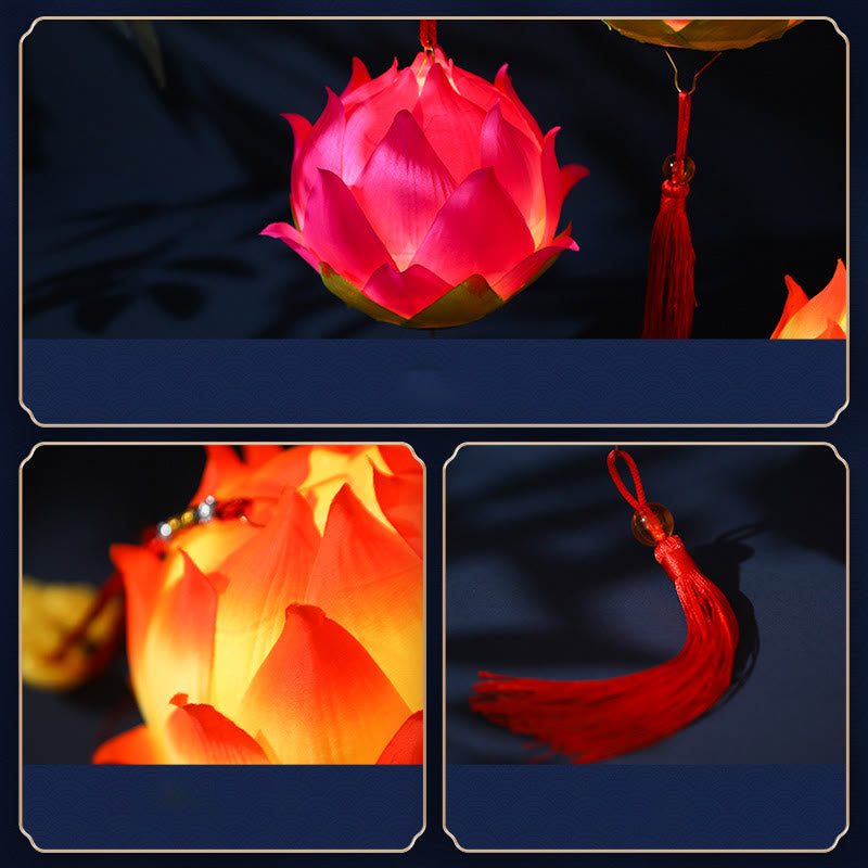 Buddha Stones DIY Lotus Flower Dragon Lantern Tassel Lamp Decoration