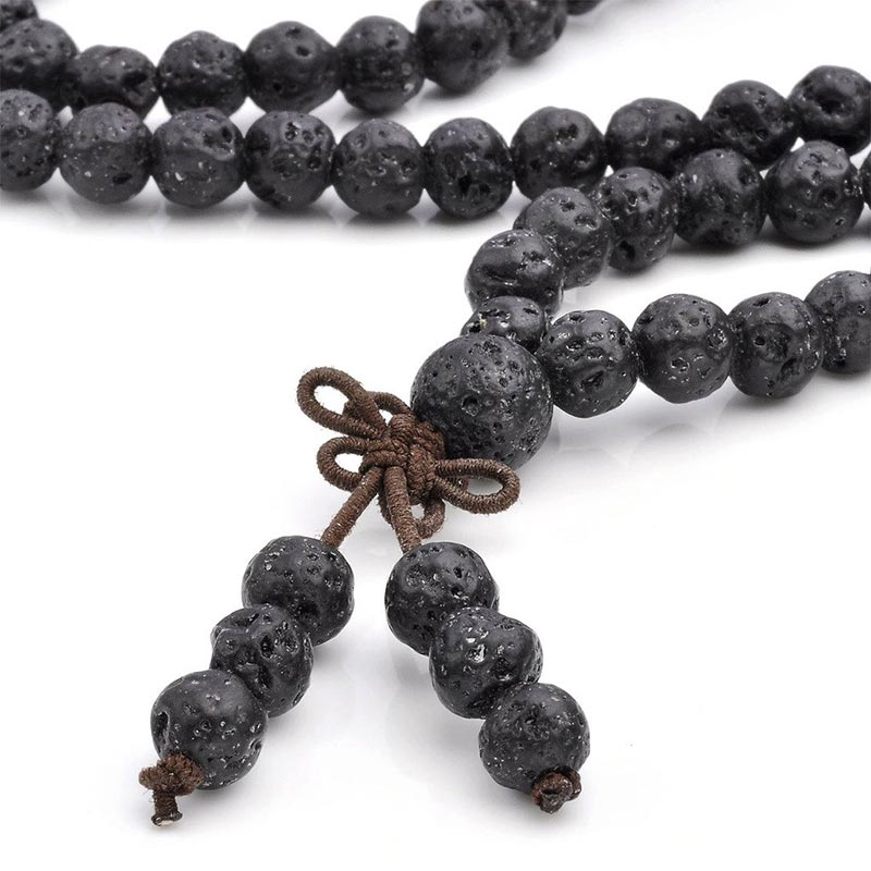 Buddha Stones Natural Lava Rock 108 Beads Protection Bracelet