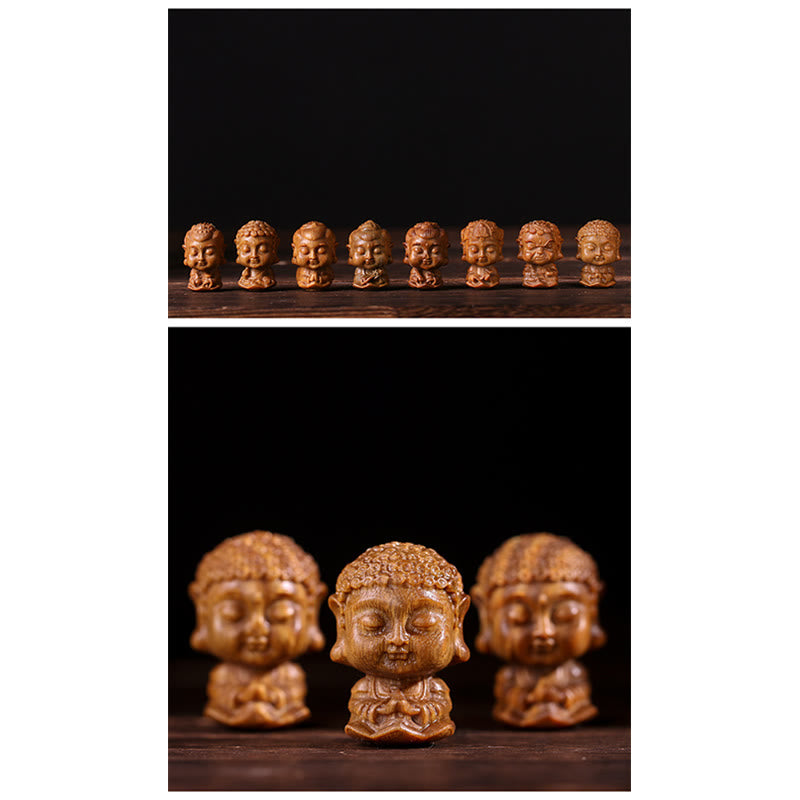 Chinese Zodiac Natal Buddha Green Sandalwood Lotus Engraved Positive Home Decoration