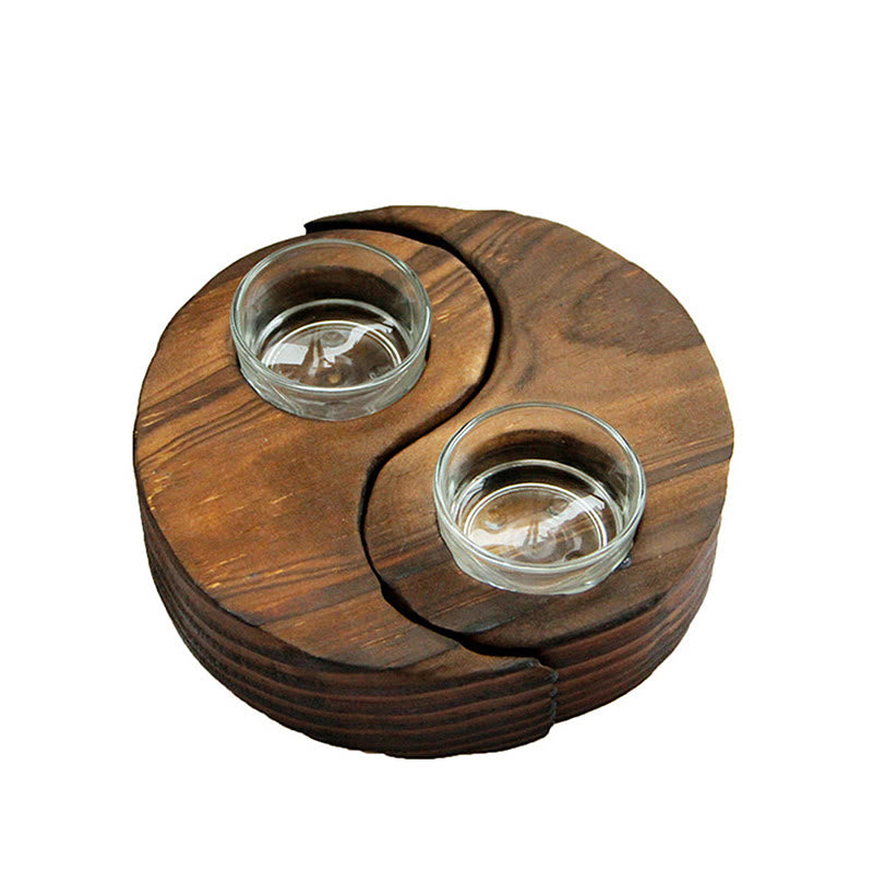 Yin Yang Wood Candle Holder Meditation Rituals Use Items