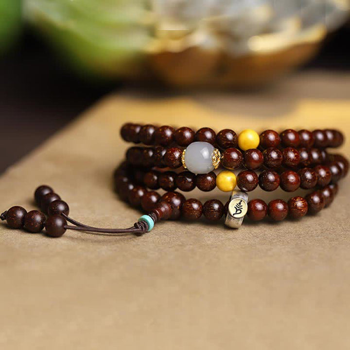 Buddha Stones 925 Sterling Silver Indian Small Leaf Red Sandalwood Hetian Gray Jade Amber Gold Star Bracelet