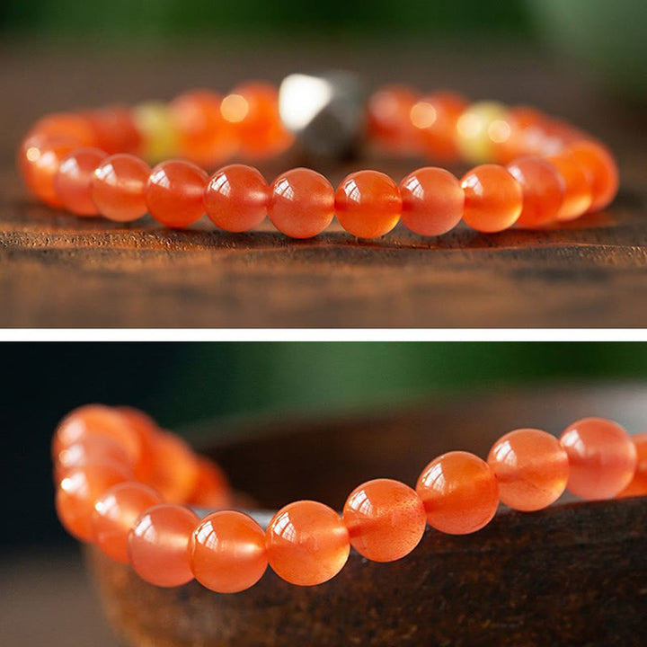 Buddha Stones 925 Sterling Silver Chinese Zodiac Natal Buddha Amulet Red Agate Amber Self-acceptance Bracelet