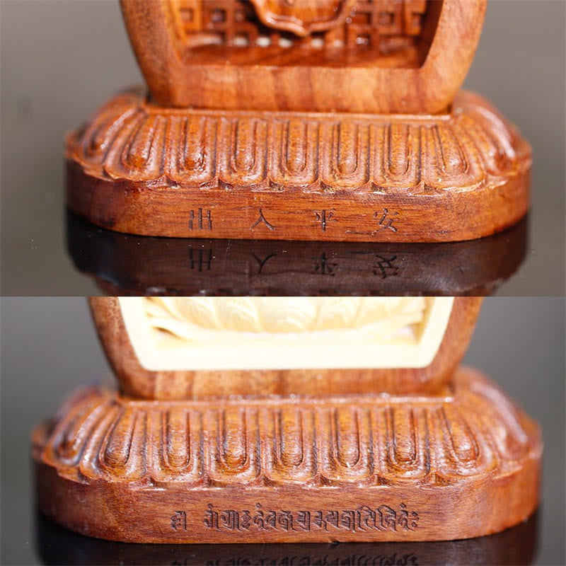 Guru Rinpoche Buddha Padmasambhavan Serenity Wood Engraved Statue Figurine Decoration