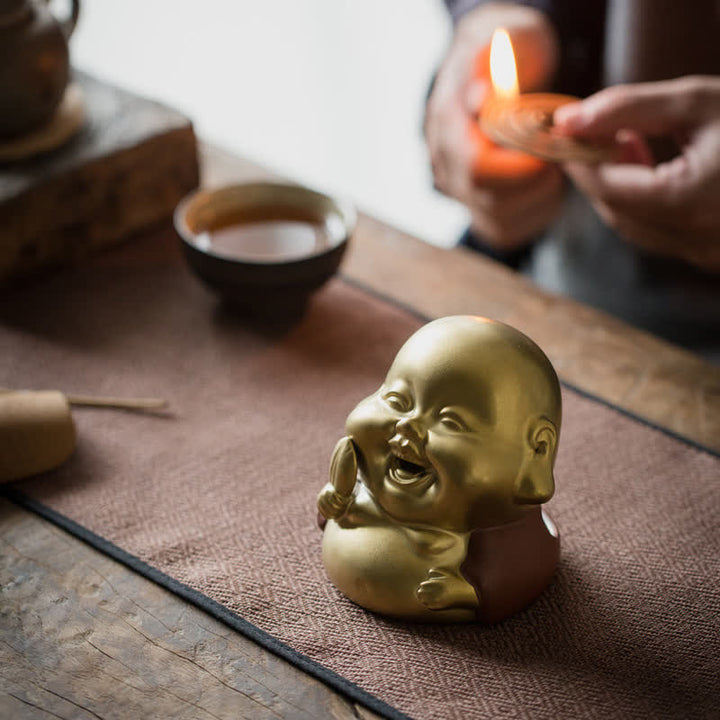 Little Buddha Laughing Buddha Ceramic Healing Incense Burner