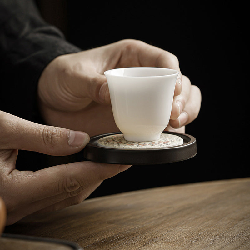 Buddha Stones Plum Blossom Peach Heart Sutra Loquat Magnolia Persimmon Ceramic Cup Mat Pad Coaster Kung Fu Tea Mat