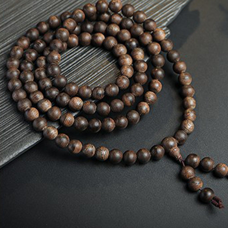 Buddha Stones 108 Mala Beads Agarwood Peace Strength Calm Bracelet