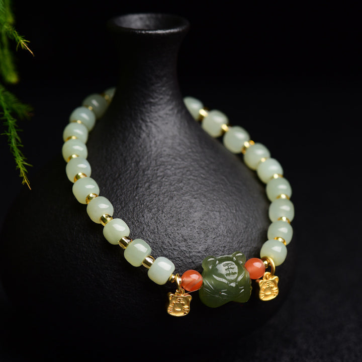 Chinese Zodiac Lucky Tiger Jade Abundance Bracelet