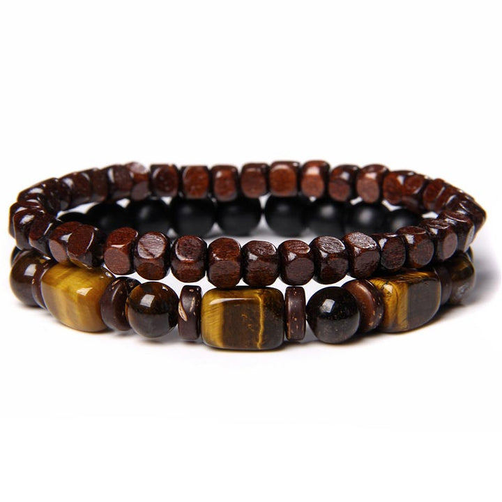 Buddha Stones Tiger Eye Frosted Stone Hematite Courage Bracelet