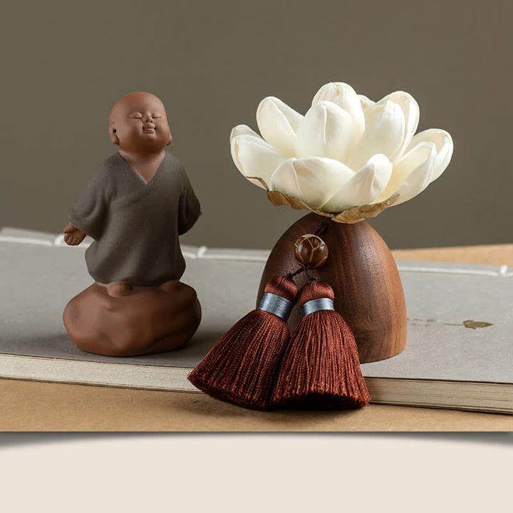 Black Peach Wood Buddha Flower Calm Cure Decorations