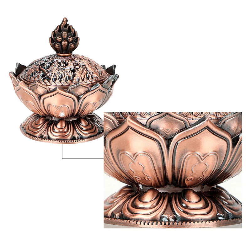 Buddha Stones Tibetan Lotus Shaped Purify Incense Burner