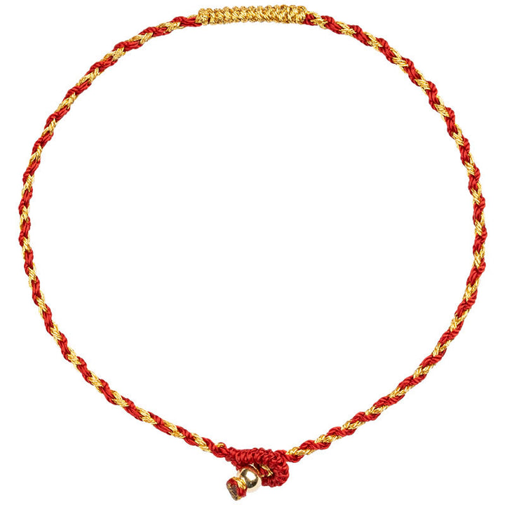 Buddha Stones 14K Gold Plated Handmade Red Gold Rope King Kong Knot Braided Luck Bracelet