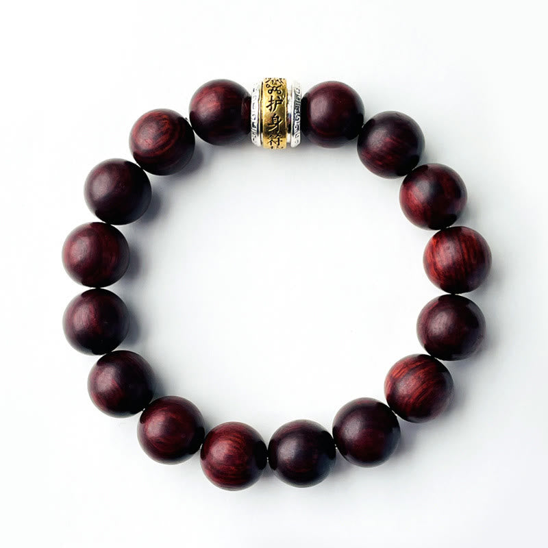 Buddha Stones Small Leaf Red Sandalwood Amulet Protection Bracelet