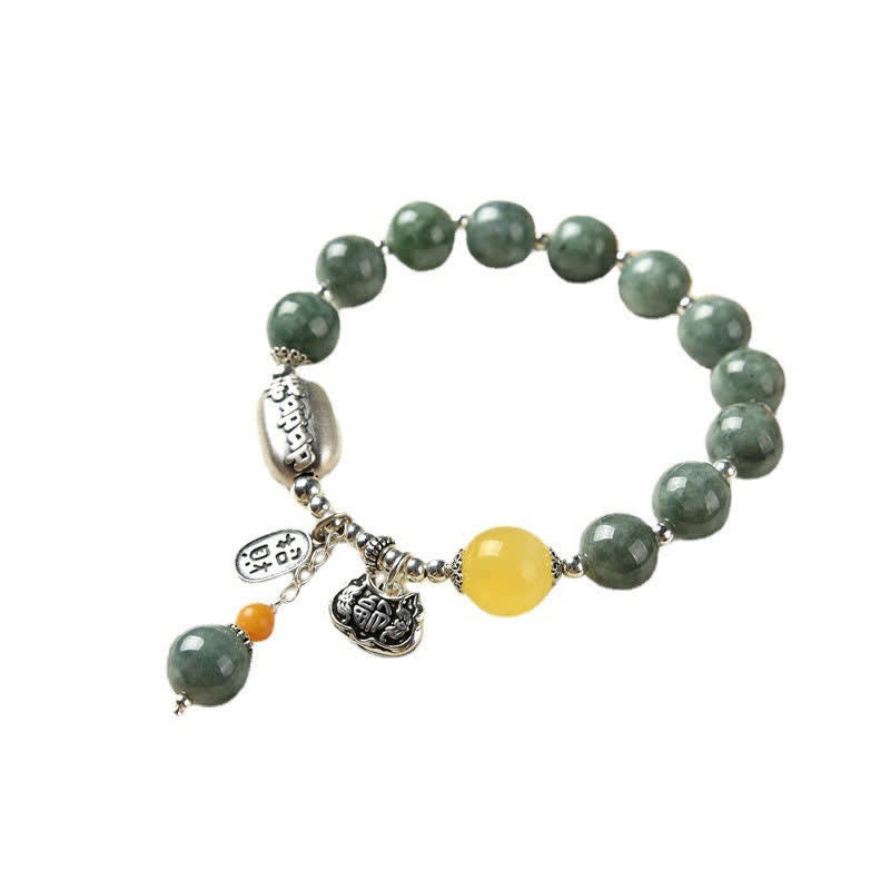 925 Sterling Silver Cyan Jade Amber Success Bracelet