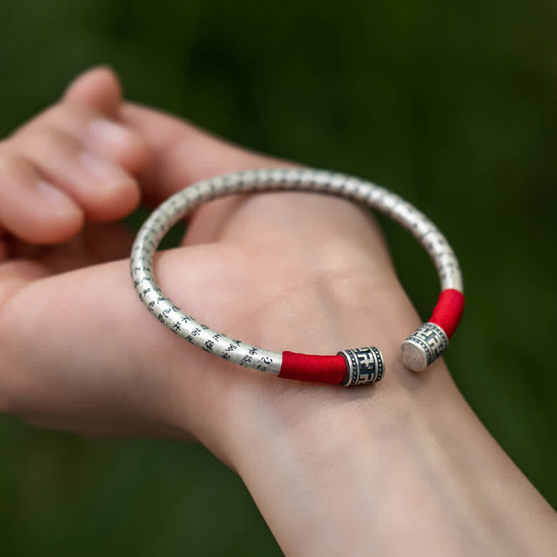 Buddha Stones Tibet Om Mani Padme Hum Luck Red String Bracelet Bangle