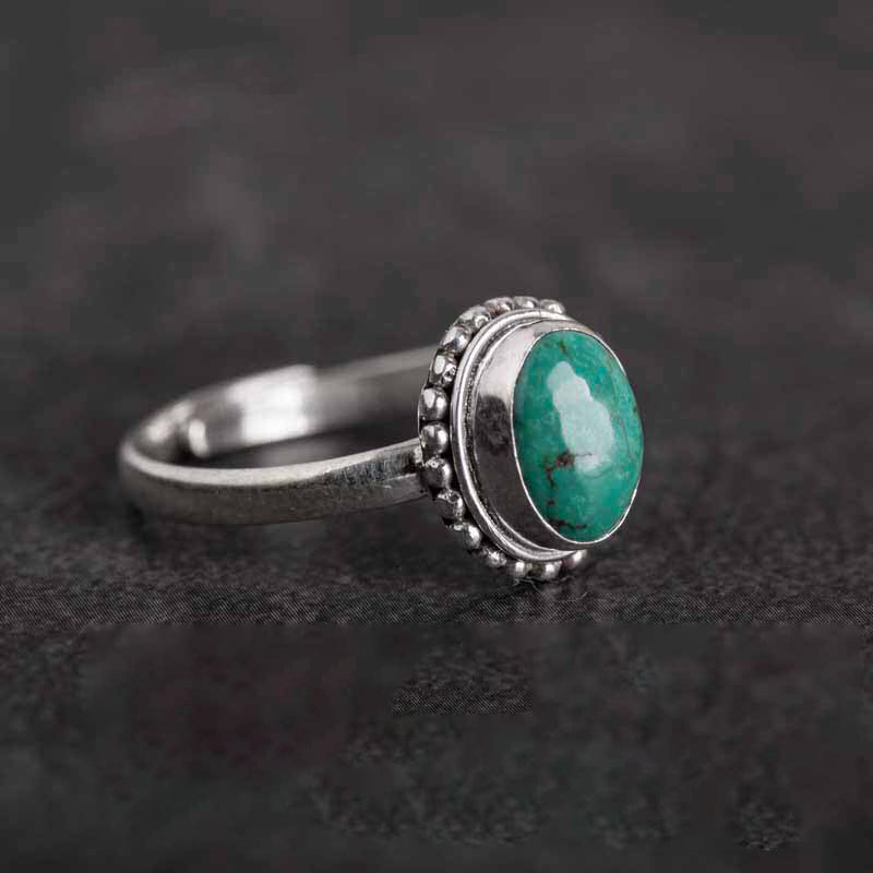 Buddha Stones 925 Sterling Silver Turquoise Wisdom Love Ring