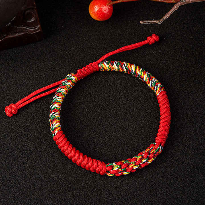 Buddha Stones Tibetan Handmade Colorful King Kong Knot Luck Braid String Bracelet