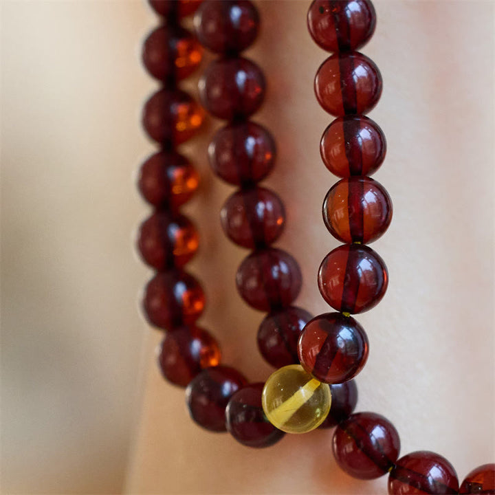 Buddha Stones Natural 108 Mala Beads Amber Clear Anxiety Bracelet