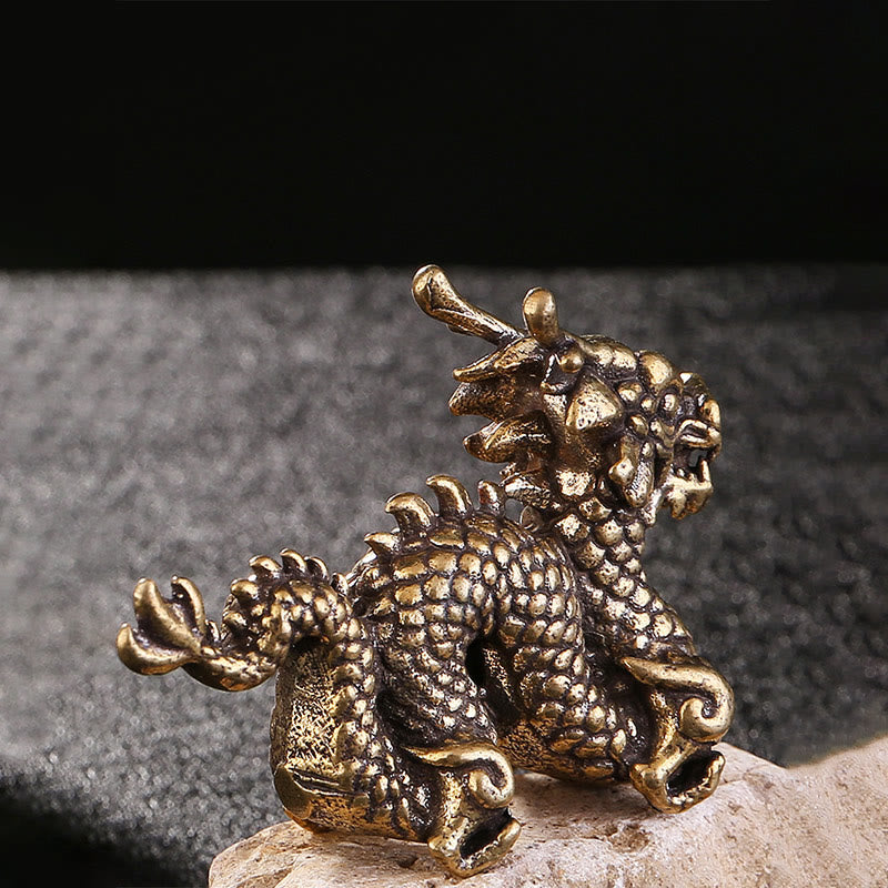 Buddha Stones Year Of The Dragon Small Auspicious Brass Dragon Luck Success Home Decoration