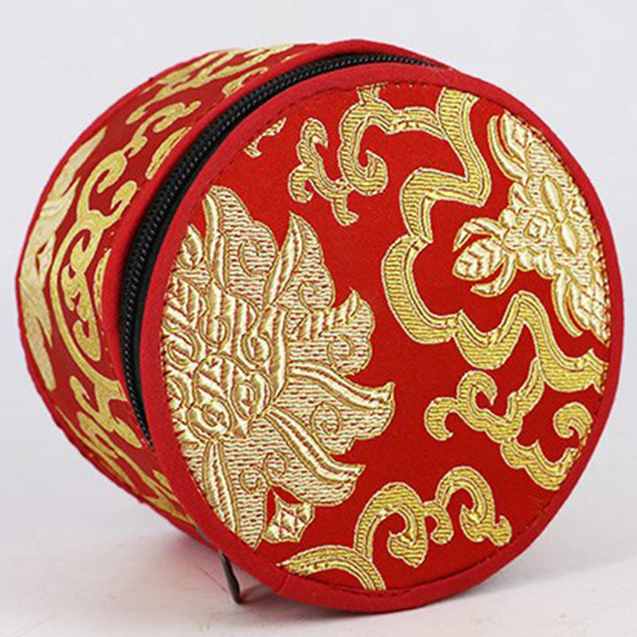 Tibetan Singing Bowl Storage Bag with Zipper Closure Decoration