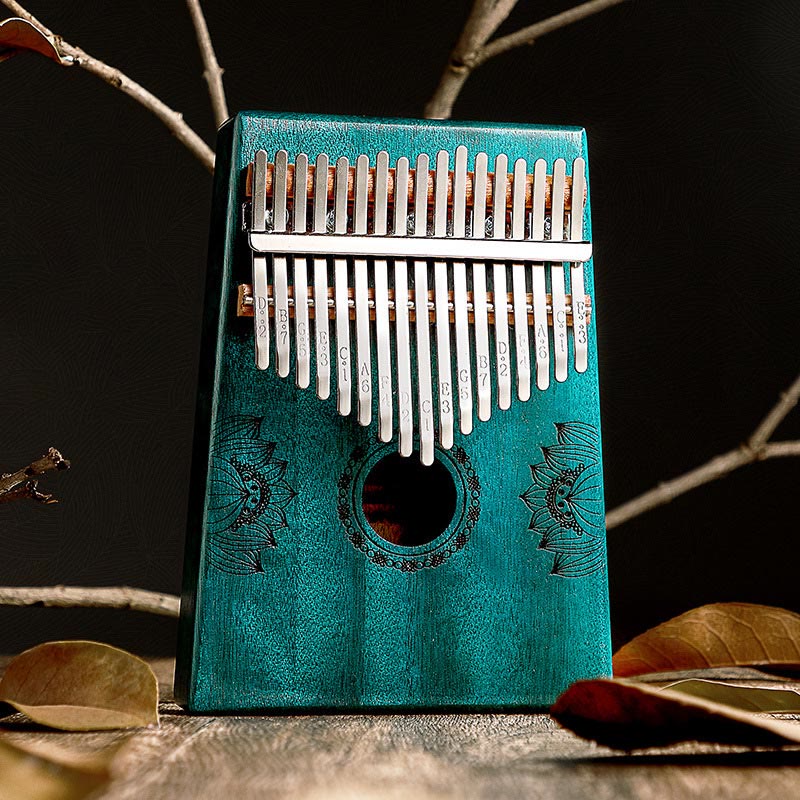 Buddha Stones Kalimba 17/21 Keys Thumb Piano Lotus Design Portable Finger Piano