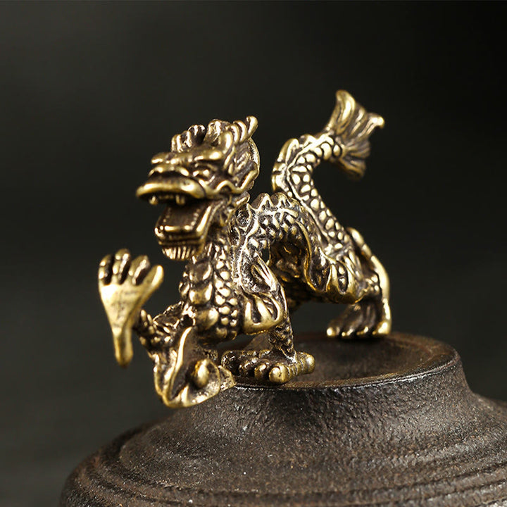 Buddha Stones Year Of The Dragon Mini Brass Dragon Luck Protection Home Decoration