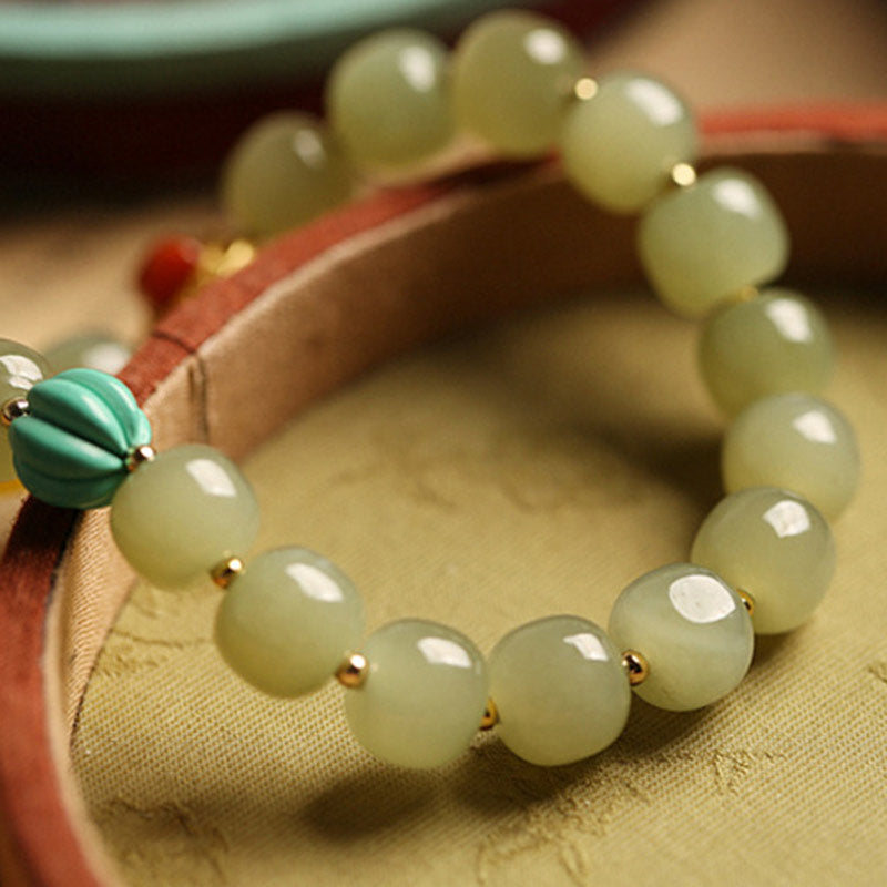 Jade Amber Lotus Bead Luck Bracelet