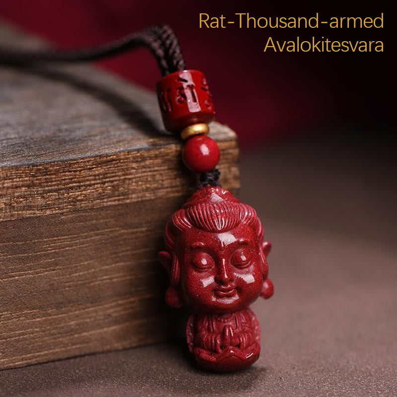 Buddha Stones Chinese Zodiac Natal Buddha Natural Cinnabar Amulet Keep Away Evil Spirits Necklace Pendant