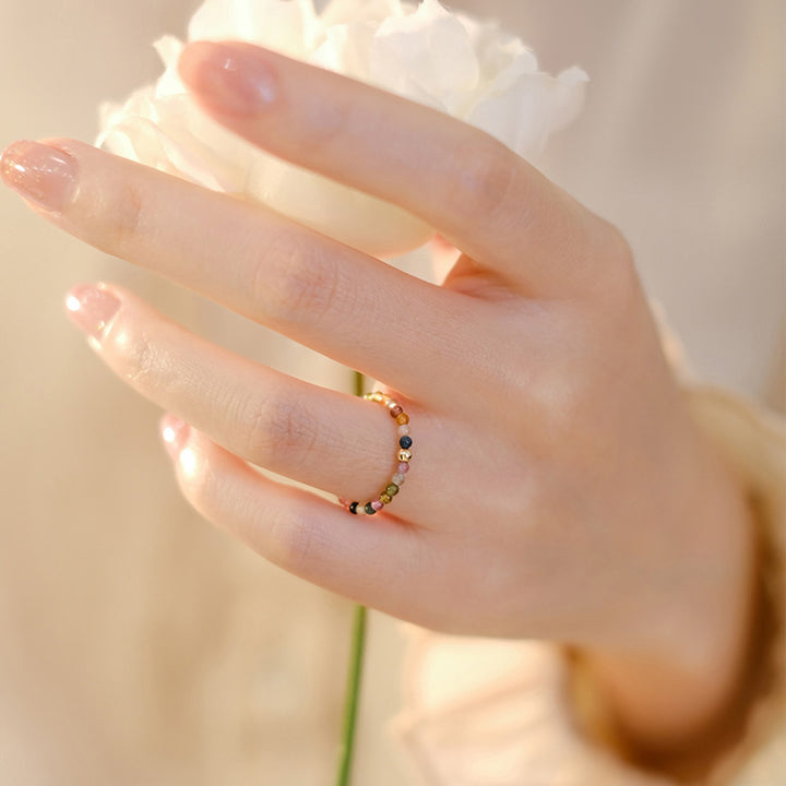 Buddha Stones Natural Tourmaline Positive Love Ring