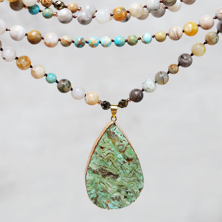 Buddha Stones Natural Ocean Picasso Jasper Beaded Healing Neckace