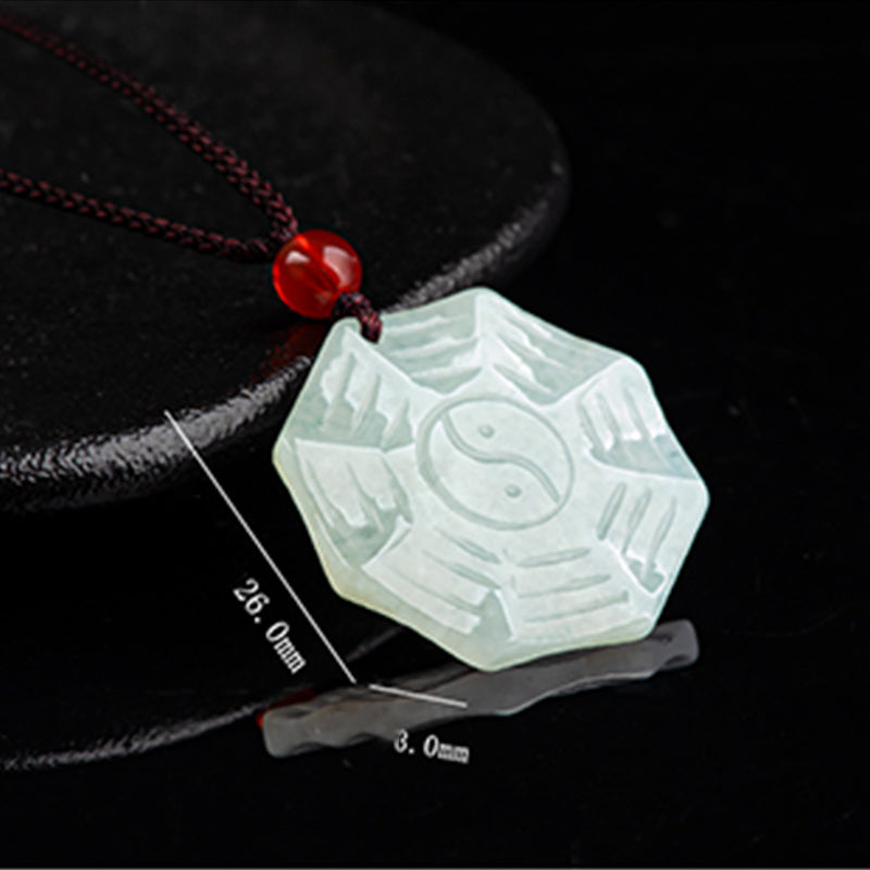 Natural Jade Bagua Yin Yang Luck Necklace Pendant