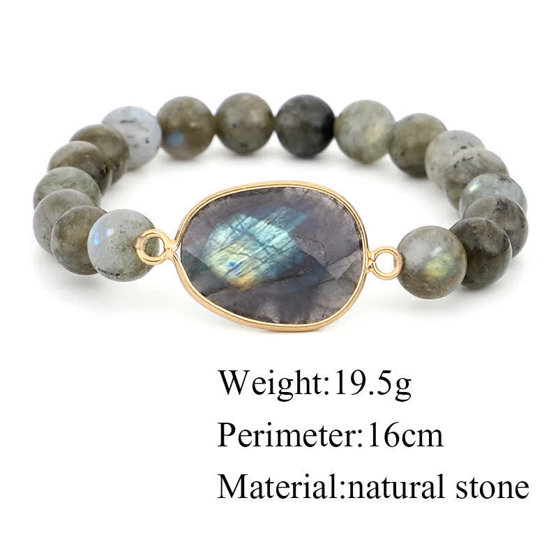 Buddha Stones Natural Labradorite Moonstone Support Healing Beaded Bracelet