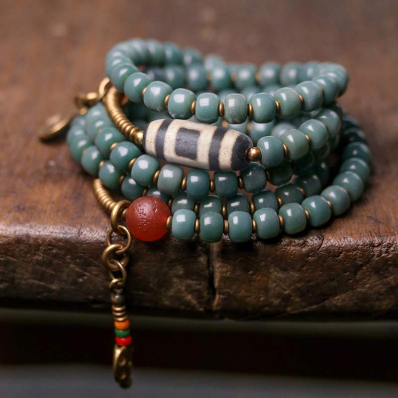 108 Mala Beads Bodhi Seed Dzi Bead Wisdom Bracelet