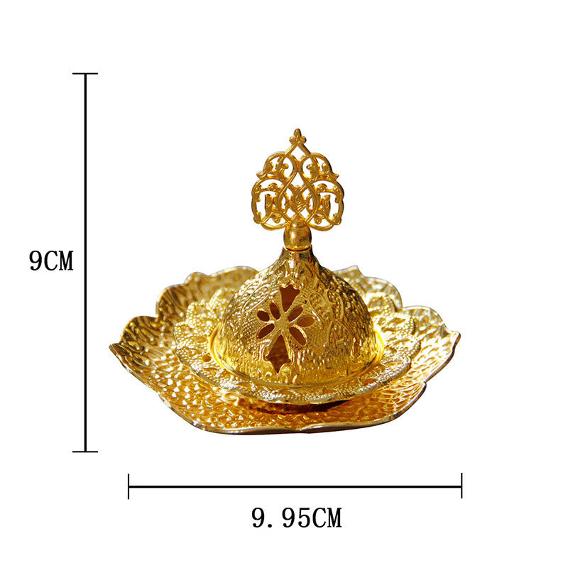 Gold Leaf Coaster Spiritual Mini Alloy Metal Incense Burner