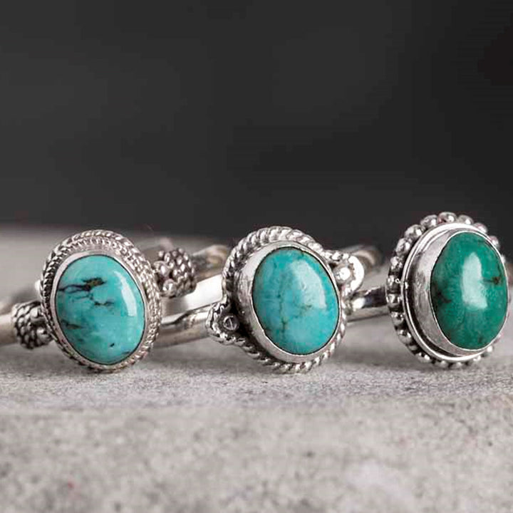 Buddha Stones 925 Sterling Silver Turquoise Wisdom Love Ring