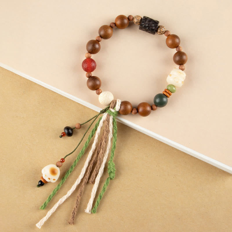 Buddha Stones Lightning Strike Wood Bodhi Seed Cat Paw Claw Auspiciousness Protection Tassel Bracelet