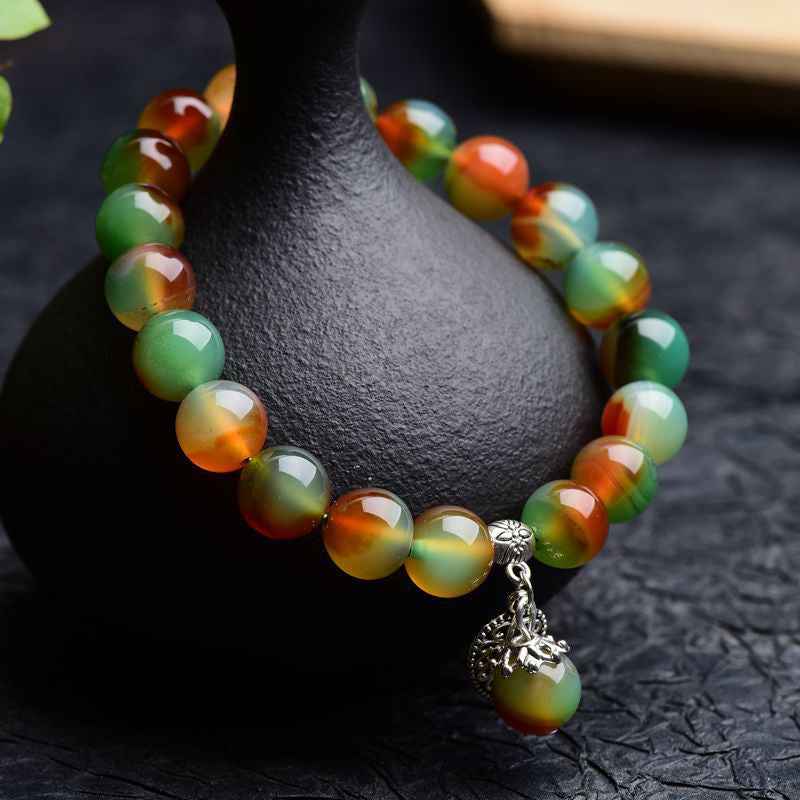 Buddha Stones Tibetan Natural Green Agate Healing Bracelet