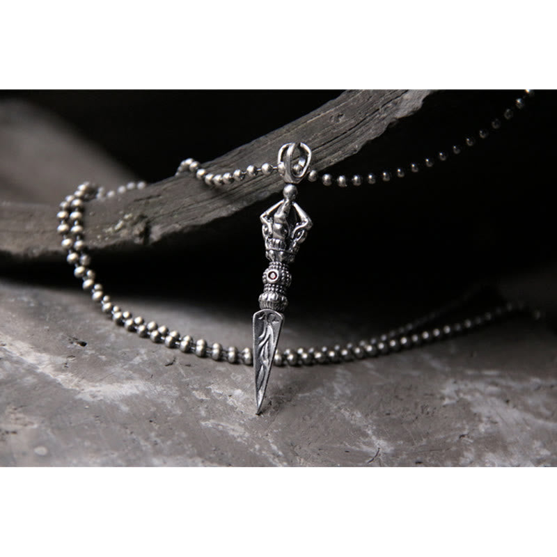 925 Sterling Silver Dorje Vajra Enlightenment Necklace Chain Pendant